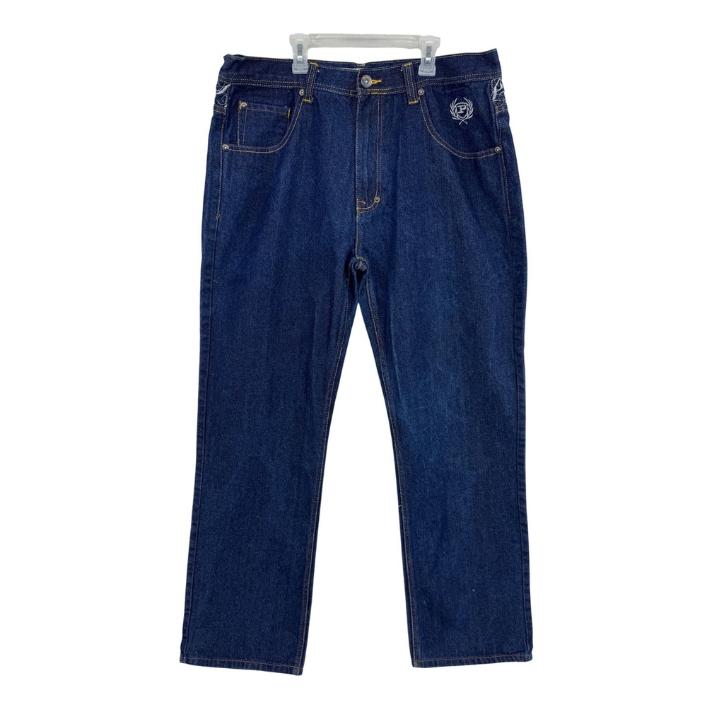 Phat Classic Original‎ Mens Dark Wash Embroidered Y2K Streetwear Jeans 38x34